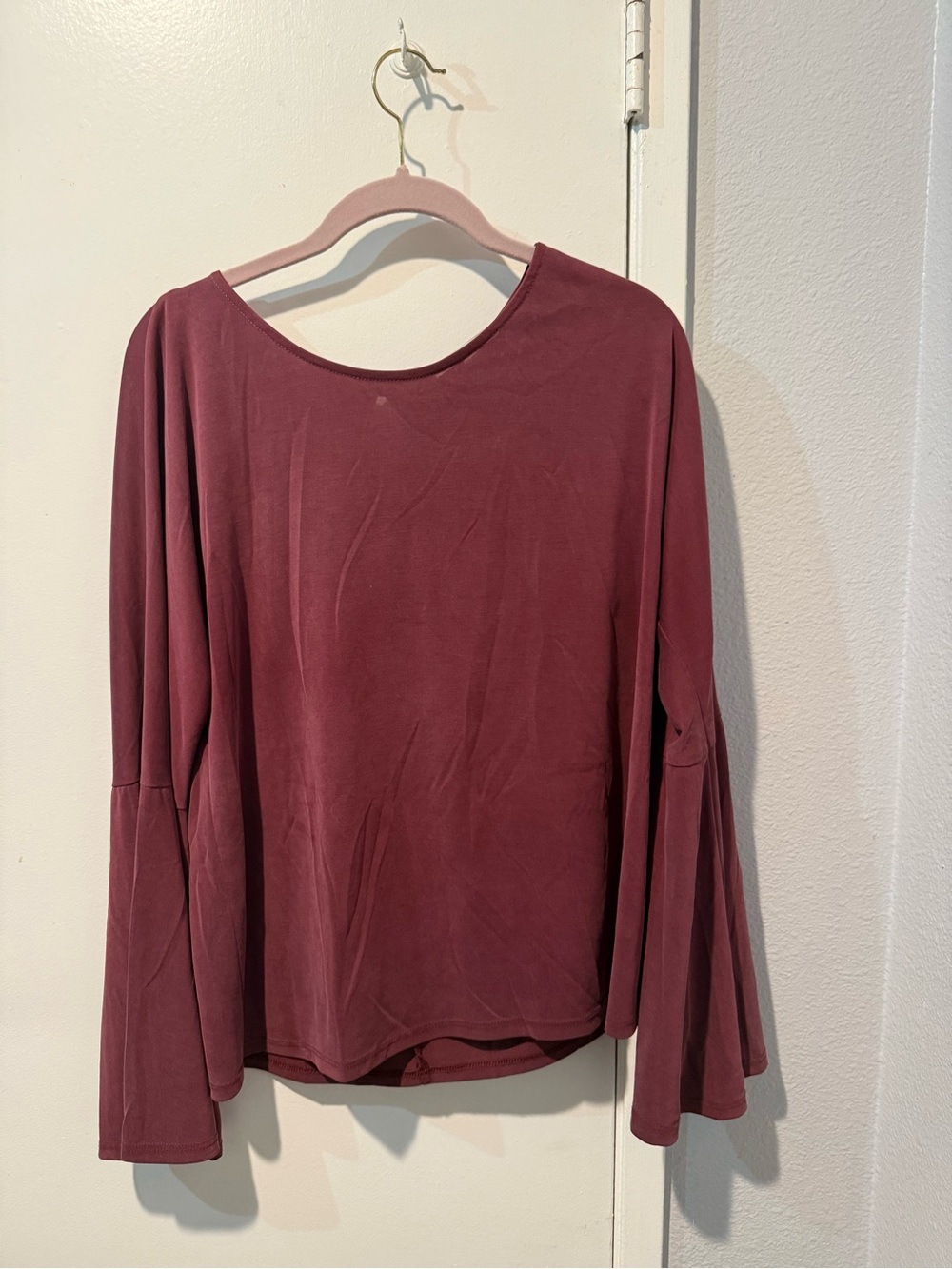 Green Envelope Burgundy Long Sleeve Flared Top